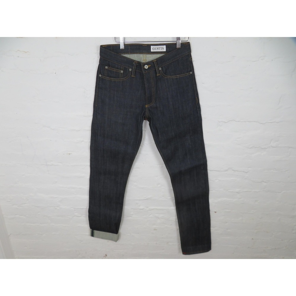 Gustin Jeans Mens 31x36 Blue Slim Tapered Button Fly Raw Selvedge #282 Made USA